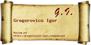 Gregorovics Igor névjegykártya